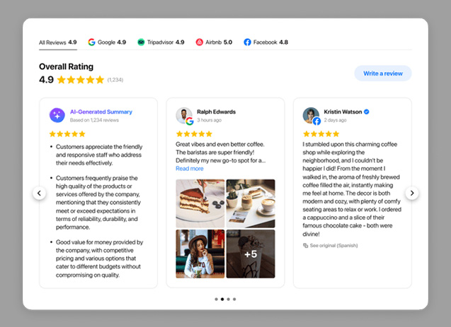 Add Reviews to your website